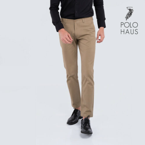 Polo Haus – Men’s Regular Fit Long Khakis (Brown)