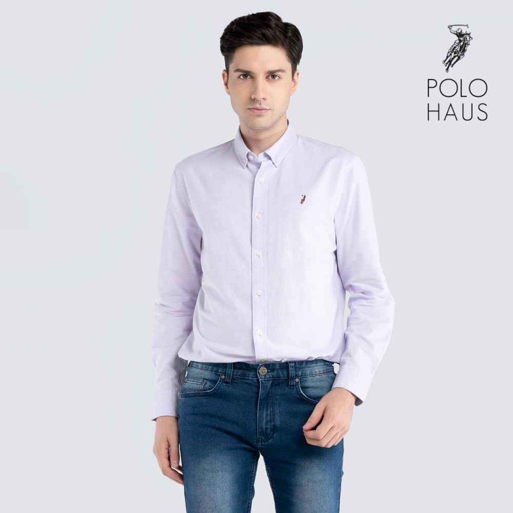 Polo Haus – Men’s 100% Cotton Signature Fit Long Sleeve (Purple)