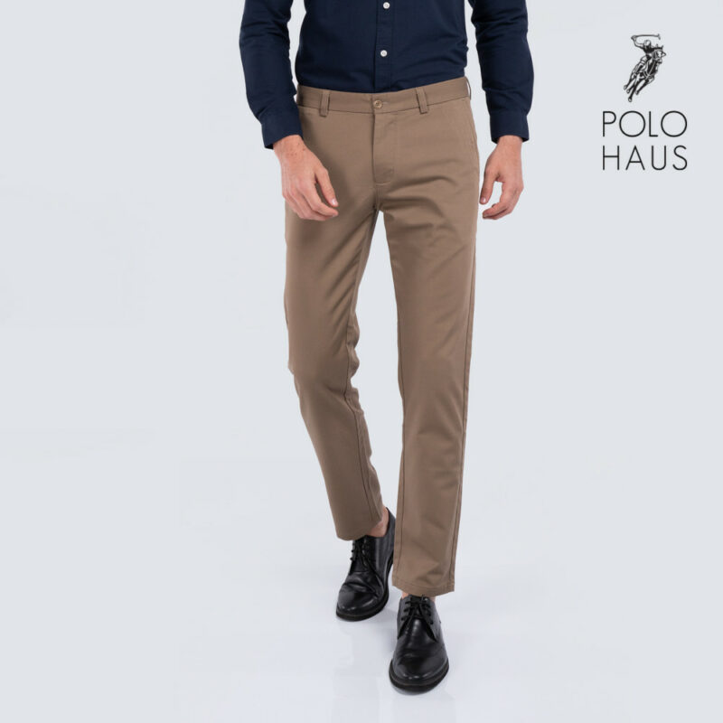 Polo Haus - Men’s Regular Fit Long Khakis (Dark Khaki)