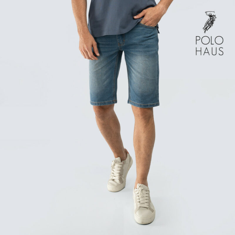 Polo Haus - Men’s Stretch Denim Shorts (mid blue)