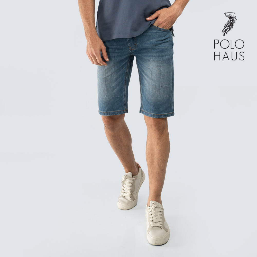 Polo Haus - Men’s Stretch Denim Shorts (mid blue)