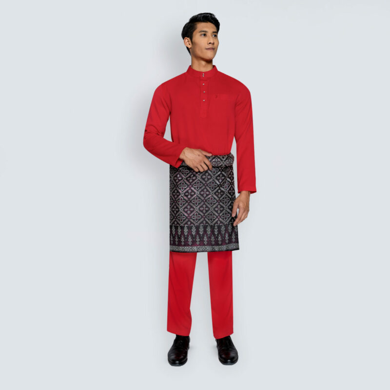 Polo Haus - Baju Melayu Cekak Musang Slim Fit (Red)