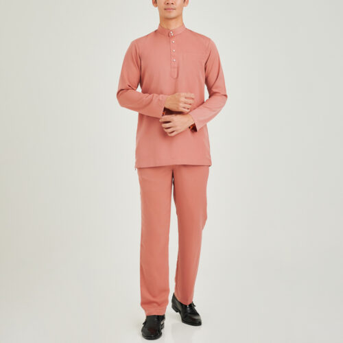 Polo Baju Melayu Cekak Musang Slim Fit (Coral)