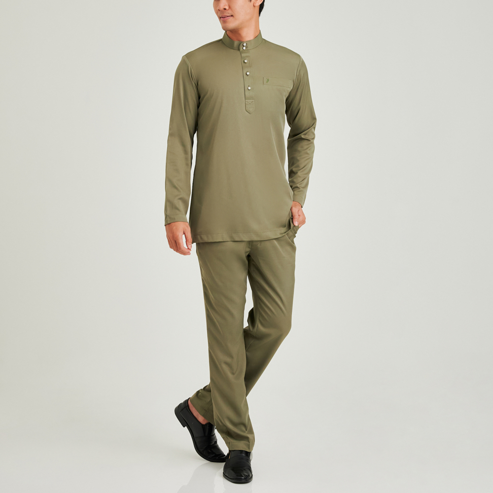 Polo Haus - Baju Melayu Cekak Musang Slim Fit (Olive)