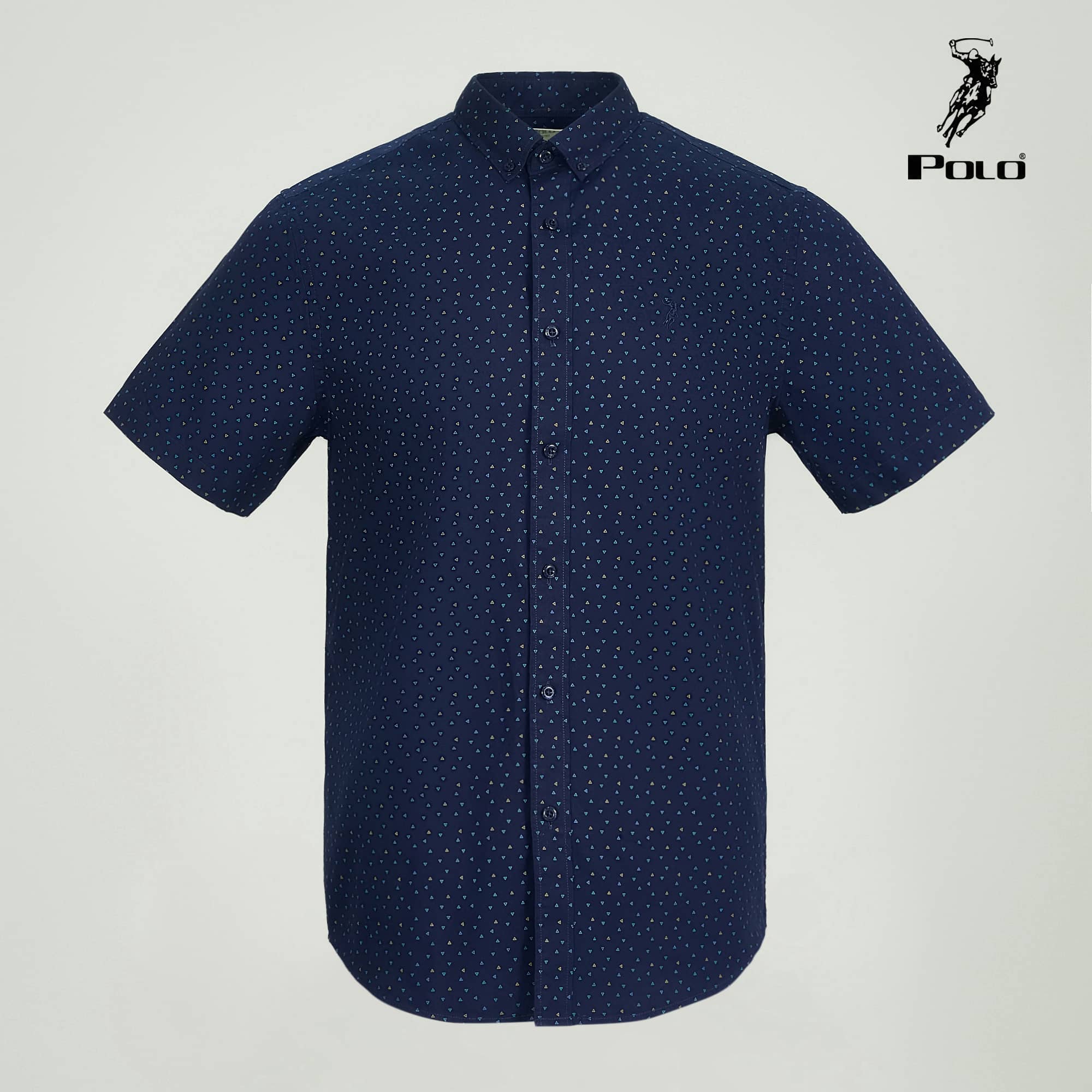 Polo Haus - Men’s Regular Fit Cotton Print Short Sleeve (Blue Blue)