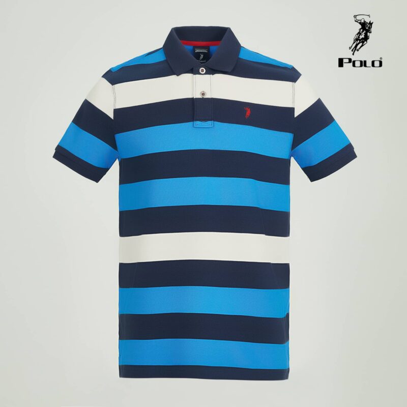 Polo Haus - Men’s Regular Fit Stripes Polo Tee (Navy)