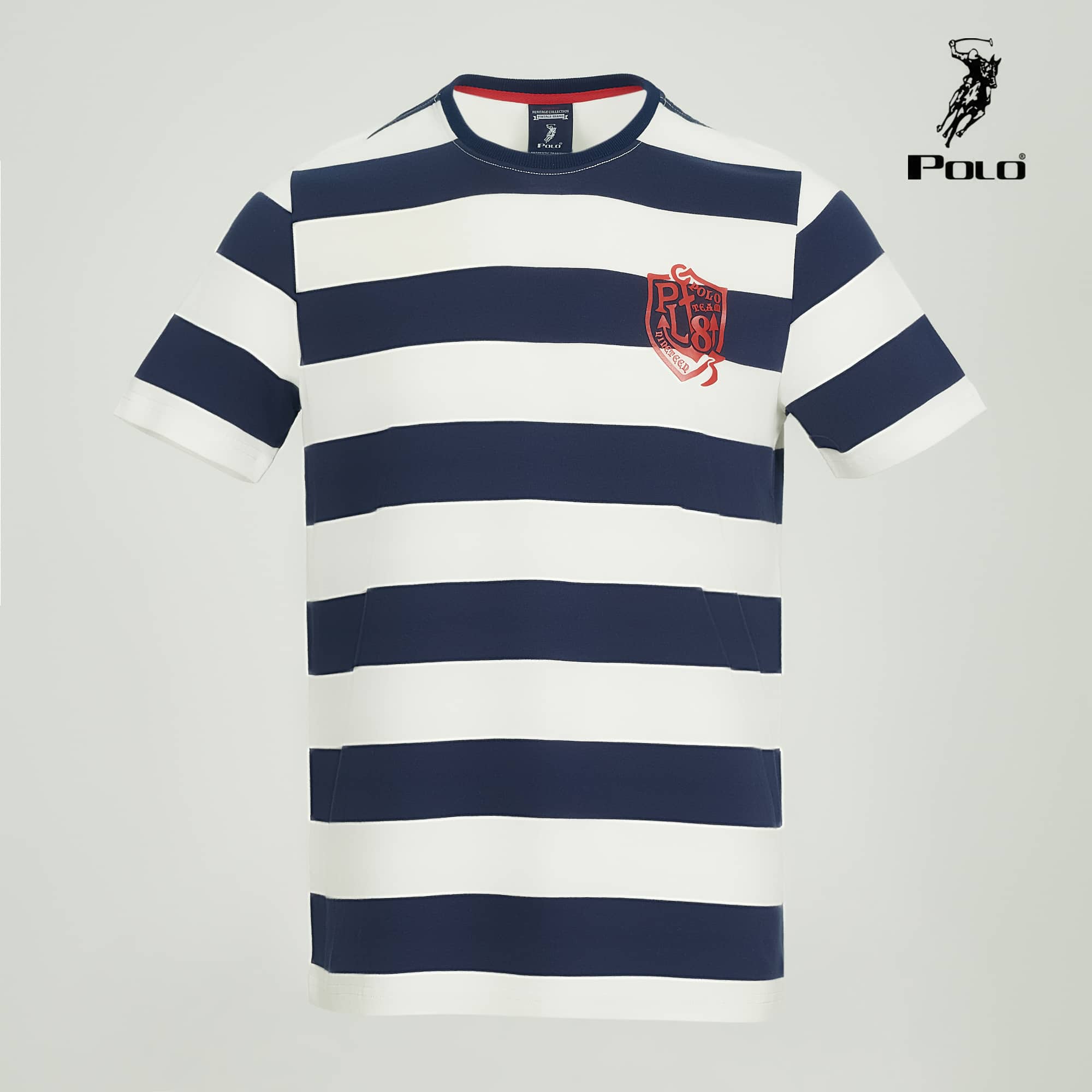 Polo Haus - Men’s Regular Fit Striped T-Shirt (Navy)
