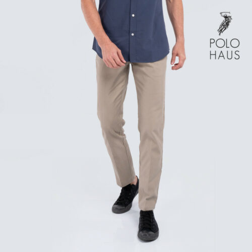 Polo Haus – Men’s Regular Fit Long Khakis (Light Brown)