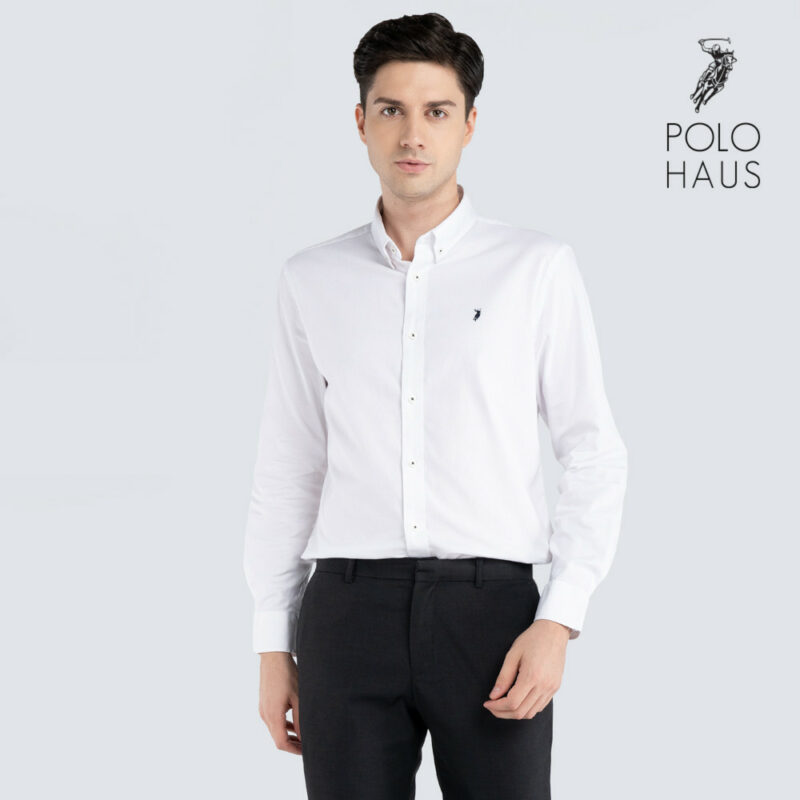 Polo Haus - Men’s Cotton Mix Signature Fit Long Sleeve (White)